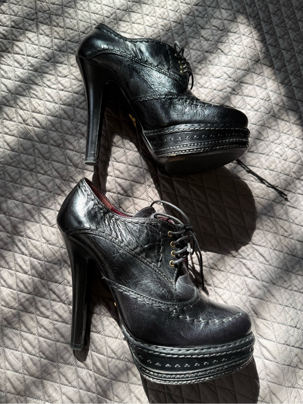 Prada Black Lace-Up Platform heeled brogues